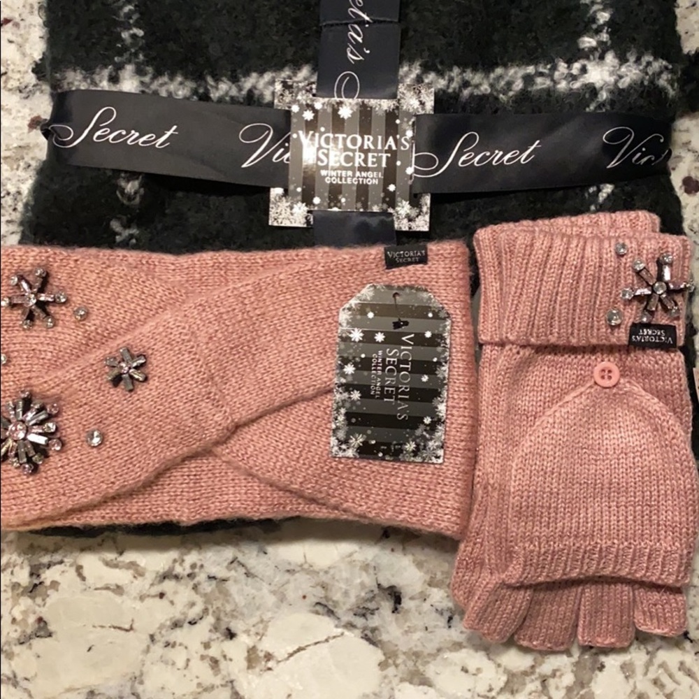 Victoria’s Secret Scarf, Sparkle gloves, head band